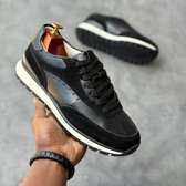 Black Leather Sneakers Durable Suede Grip Sole