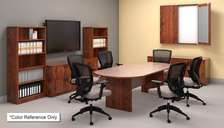Round Conference Table in Mahogany Finish