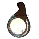 African Leather Calabash mirror with shells