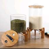 Glass cereal dispenser with a bamboo stand