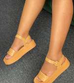 Fashion Women Sandals Buckle Open Toe Flat Beige