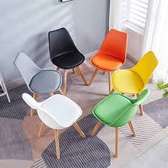 Leather Padded Eames Wooden Base Dining Chair