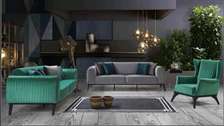 Grey and green seven seater(3-3-1) sofa set