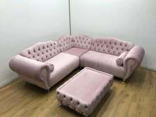Modern five seater pink three sectional couch/pouf