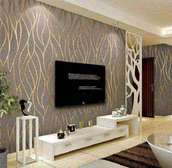 wallpaper covering pasted over interior walls