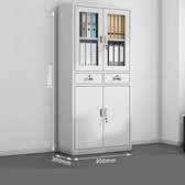 Office Storage two door Cabinet 1800mm White Lockable Glass