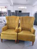 Modern yellow one seater wingback chair