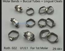 Stainless steel molar bands with buccal tube