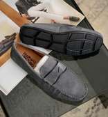 Grey Leather Ferragano Men Casual Salvatore Loafer Shoes