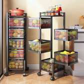 5-Tier Square Metallic Fruit Rack +Wheels