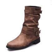 Womens Winter Ankle Boots Slip-on Slouchy Boots Brown Boots