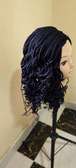 Braided Synthetic Wig Black Medium Curly Ends