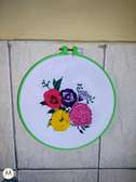 Flower embroidery wall art work