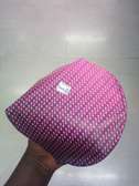 Pink stripes blue swimming cap Silicone Elastic