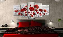 5pcs HD red poppies wall hanging decor