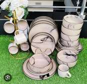24 PIECES BROWN MARBLE DINNER SET