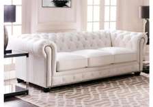 Elegant 3-seater white chester sofa