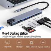 USB C Hub 8-in-1 Type C, For Laptops, Tablets, Smartphones