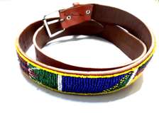 Mens Multi beaded Maasai Leather Belt