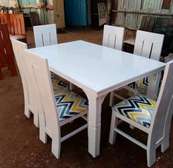 6-Seater white mahogany dining table