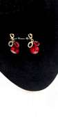 Womens Red Crystal Golden Earrings