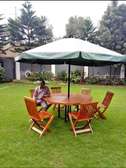 Outdoor Dining Table Set : Shade + Dining Table + 6 Chairs