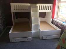 Triple double decker bunk bed with drawers