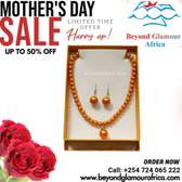 Women orange pearl jewerly set