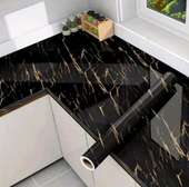 Premium Black Marble Contact Paper with Gold Veins
