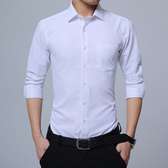 Fashion WHITE Official Mens Longsleeve Shirt Slim Fit