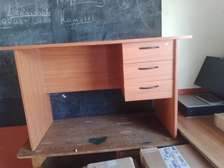 Sturdy Dark Brown Office Desk with Locking Drawers