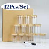 12Pcs Glass spice jar set