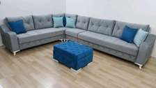 Modern seven seater tufted sofa set/pouf