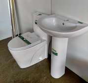 Modern Toilet & Pedestal Sink Classic White