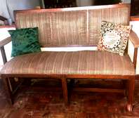 Classy Three-Seater, recently upholstered,in solid mvuli