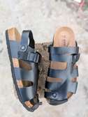 Black & coffee brawn Jesus sandals