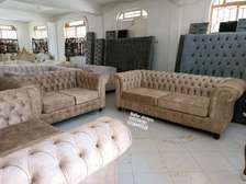 Five seater(3-2) brown chesterfield sofa