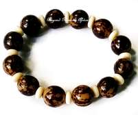Brown With Cream Dividers Wooden Shamballa Bracelet