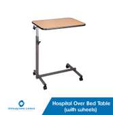 Hospital over bed table with wheels