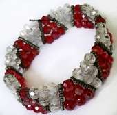 Womens Red crystal Bracelet and earrings
