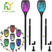 Solar multicolour flickering flame garden lights-4pcs