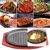 Sizzling hot plates with bamboo stand Oval