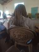 Durable Plastic Chair Light Brown Floral Design