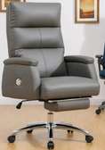 Office Chair: Gray Leatherette Upholstered Office Seat