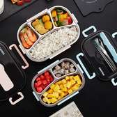 4 Grid Stainless Steel Lunch Box With Spoon and Chopsticks