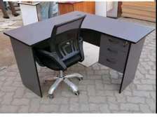 Office L shape desk and a mesh seat