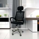Black Simple High Back Chair with Headrest