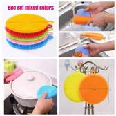 5pc set mixed colors dish washing silicone scrubbers