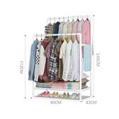 Double Pole Clothing Rack With Lower Storage
