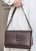 PEDRA Leather Shoulder Bag Medium Dark Brown
